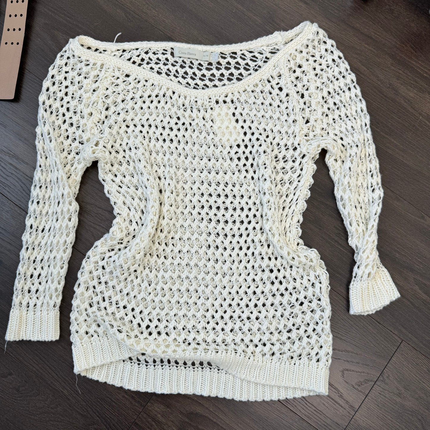 Cream Crochet Off Shoulder Sweater