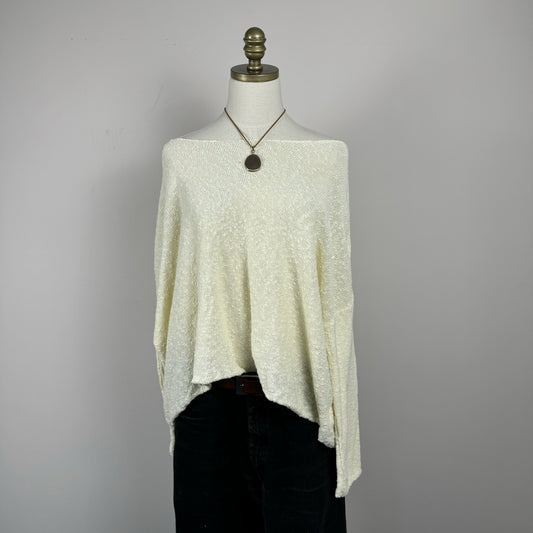 Off The Shoulder Cream Knit Sweater
