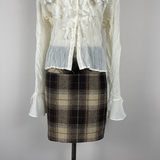 Vintage Brown Plaid Mini Skirt