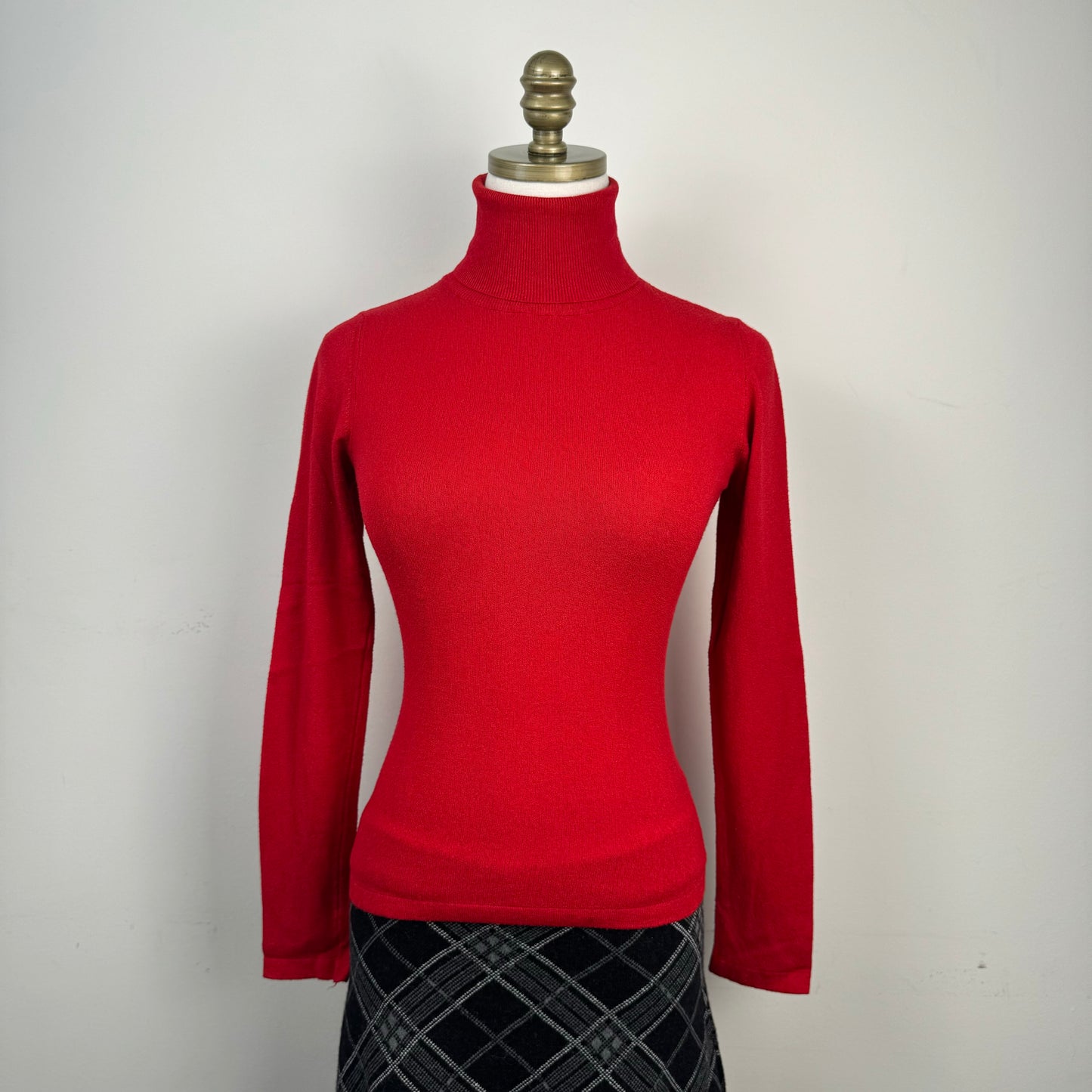 Italian Red Fitted Turtleneck Sweater