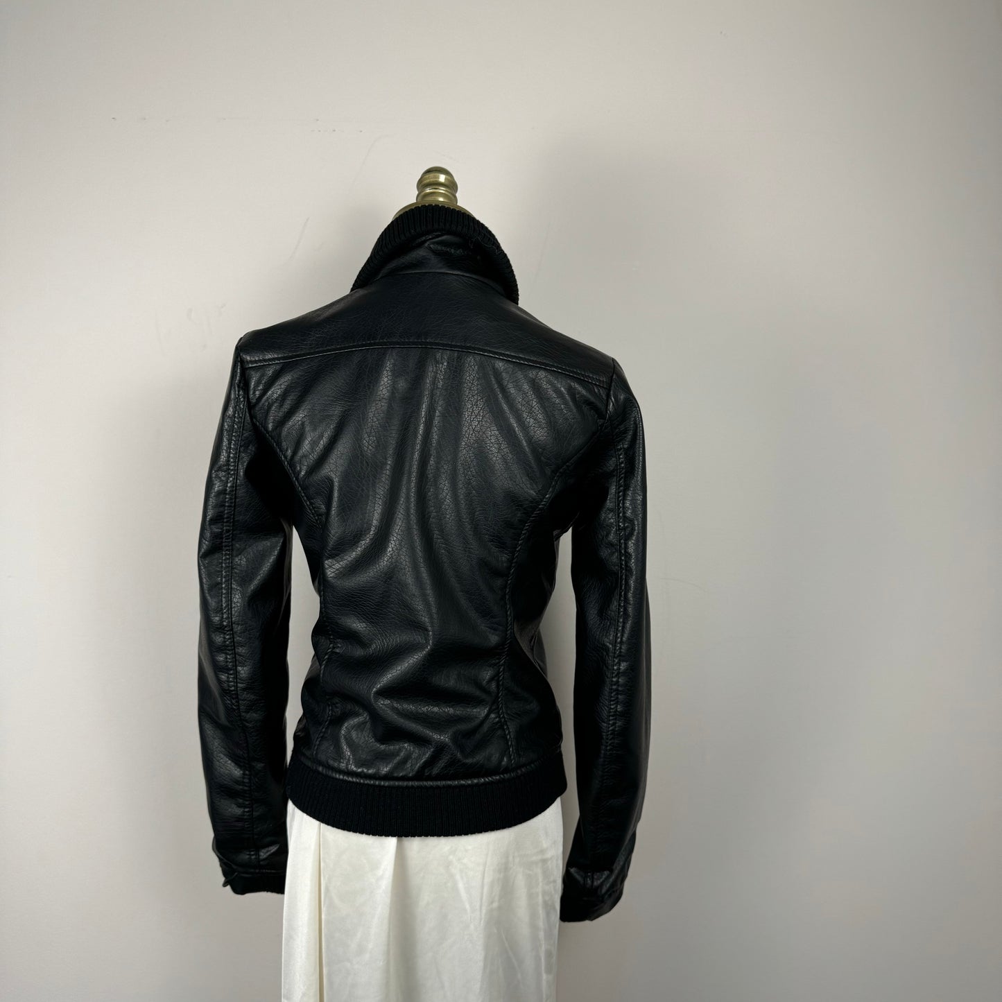 Black Moto Fitted Leather Jacket