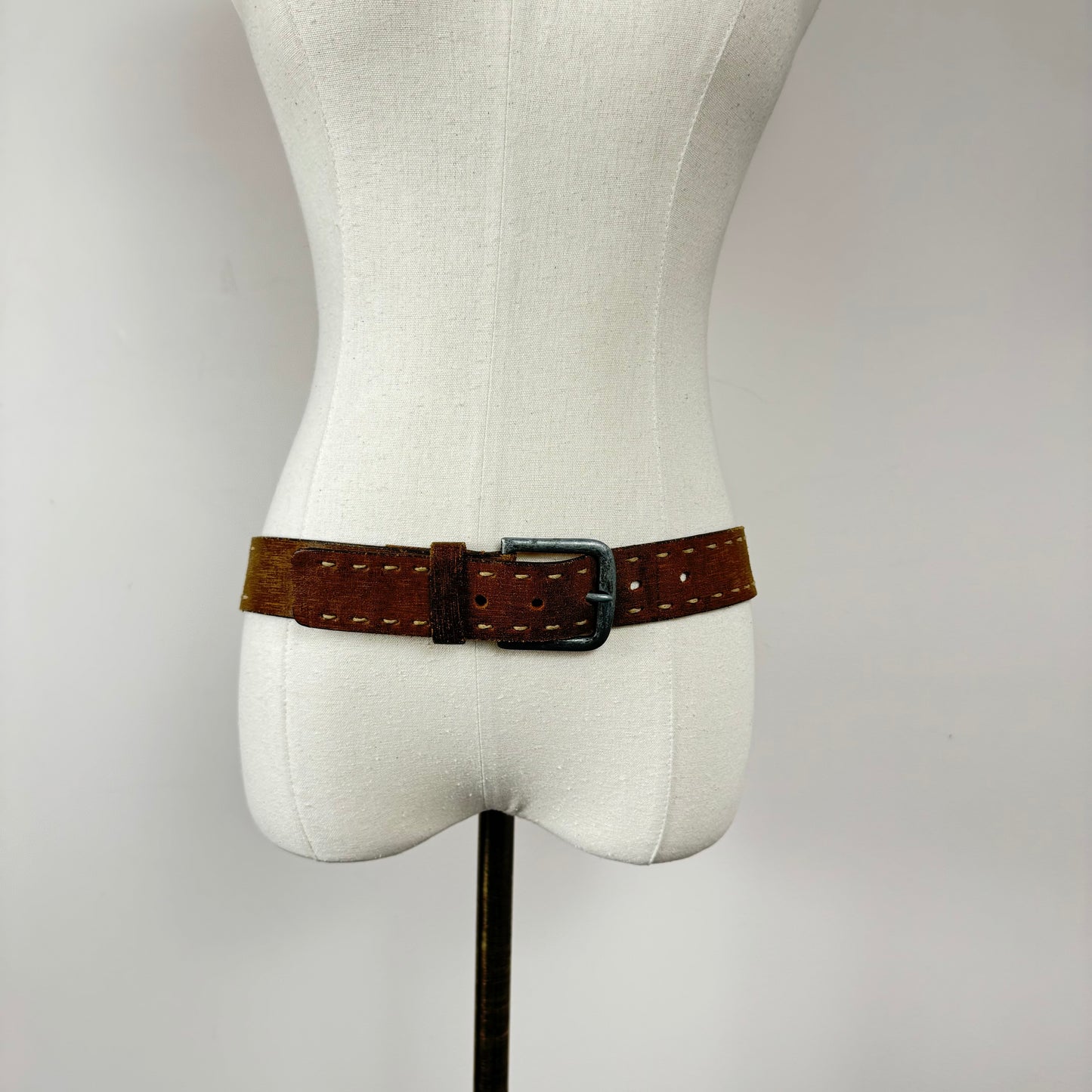 Vintage Faded Brown Leather Belt