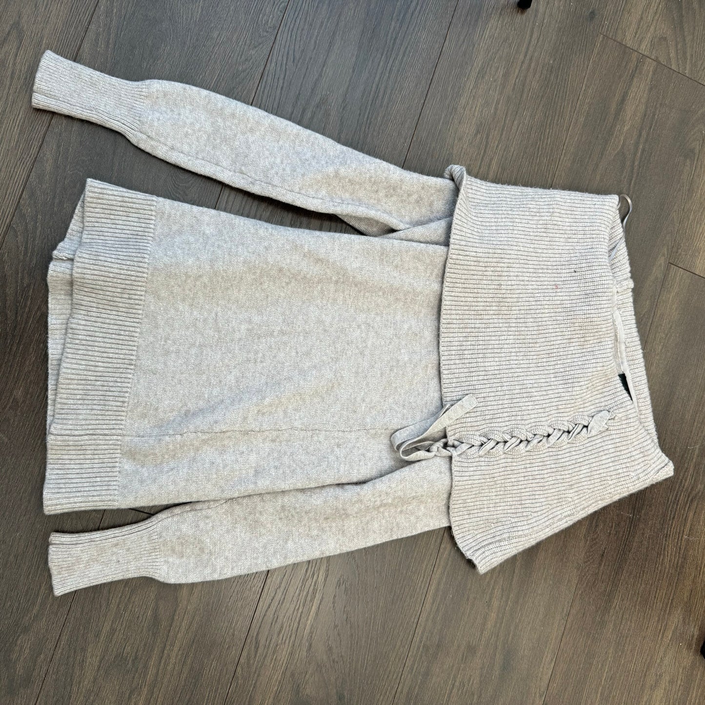 Off Shoulder Lace Up Knit Sweater
