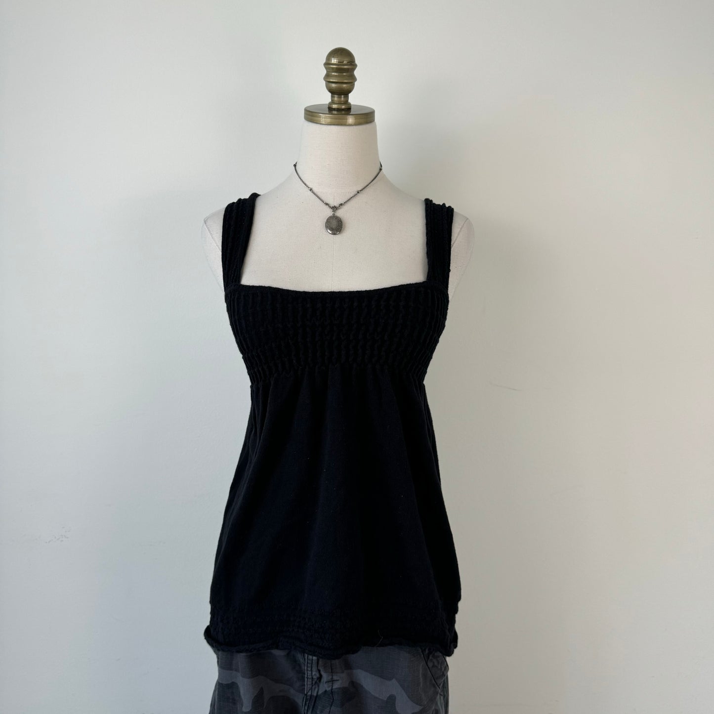 Black Knit Babydoll Top