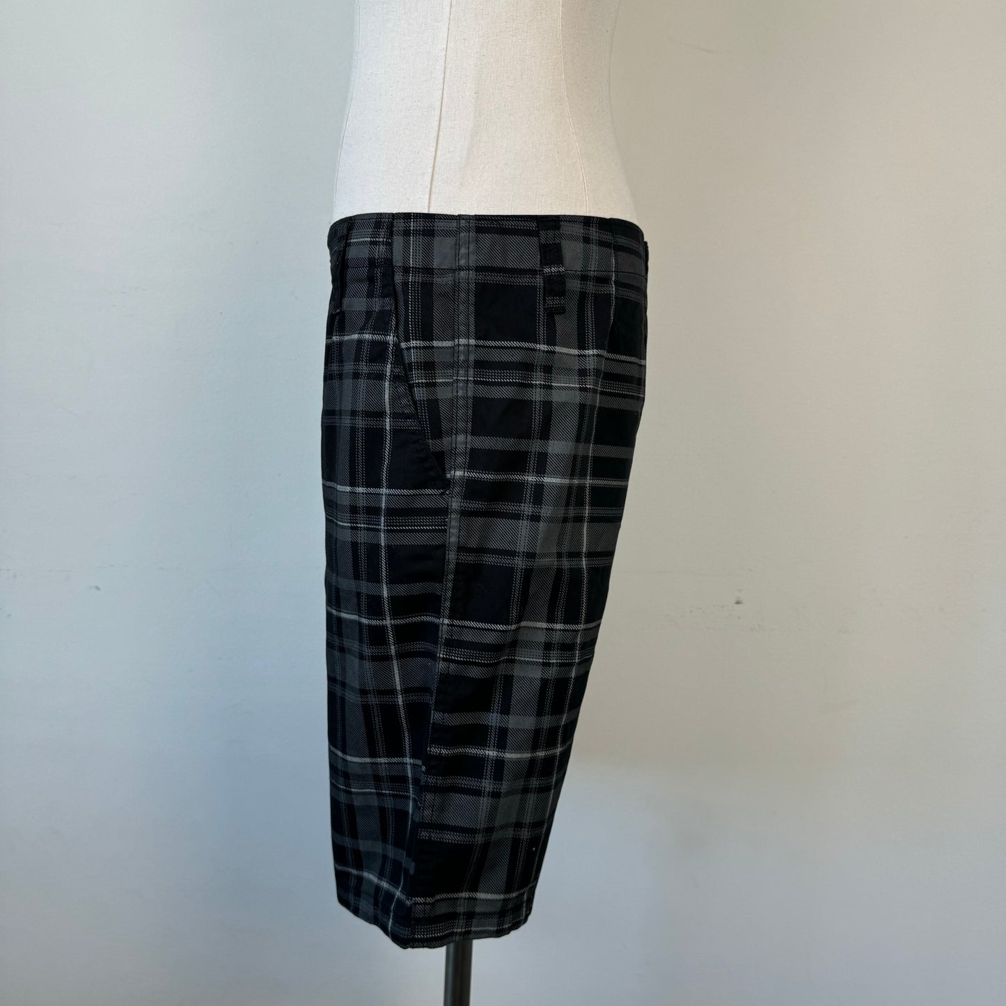 Black Plaid Bermuda Shorts