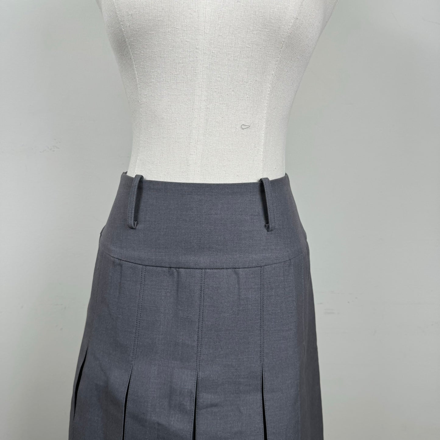 Grey Pleated Midi Skirt