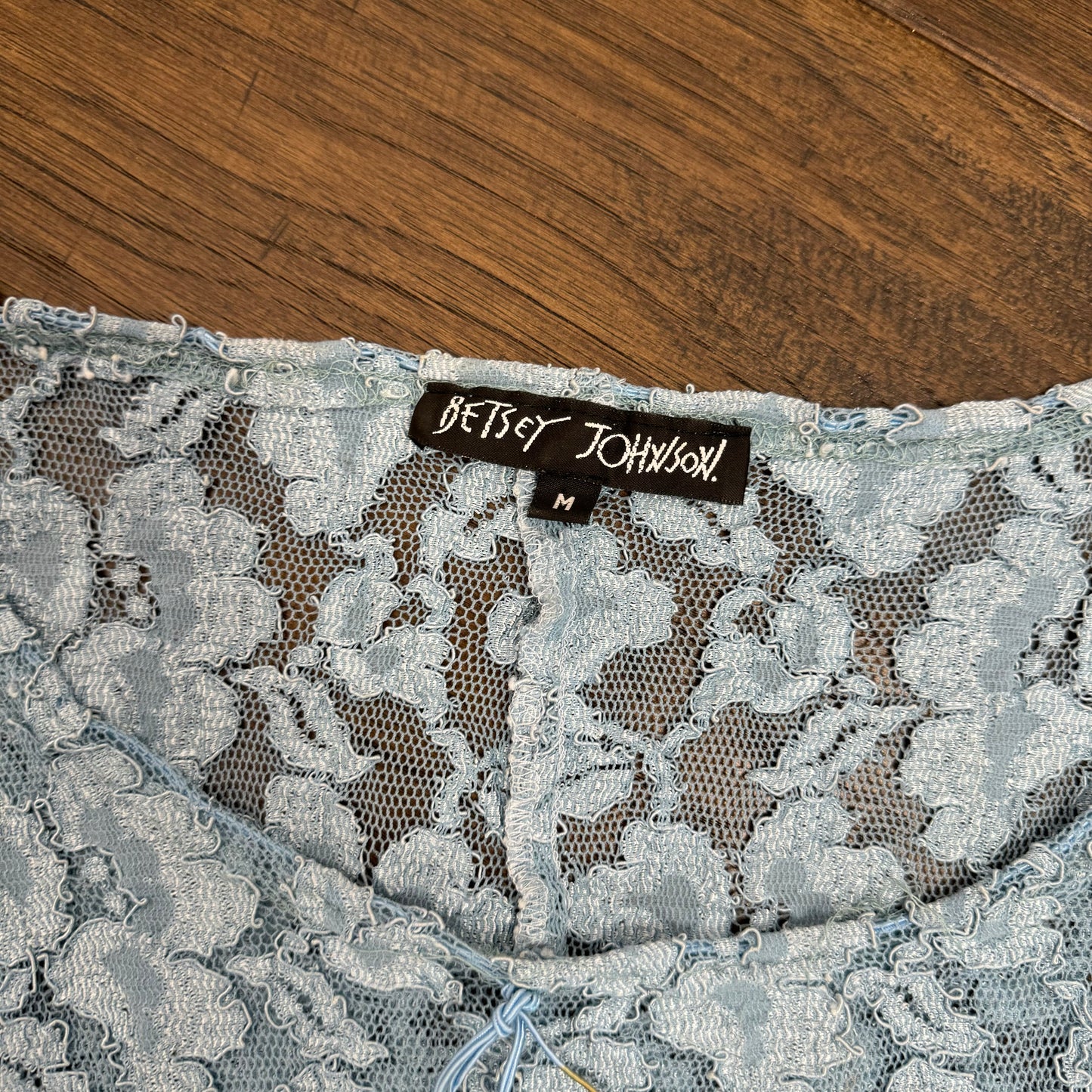 Betsey Johnson Blue Lace Long Sleeve Top