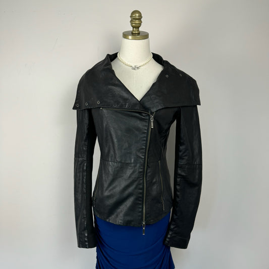Danier Black Fitted Leather Jacket