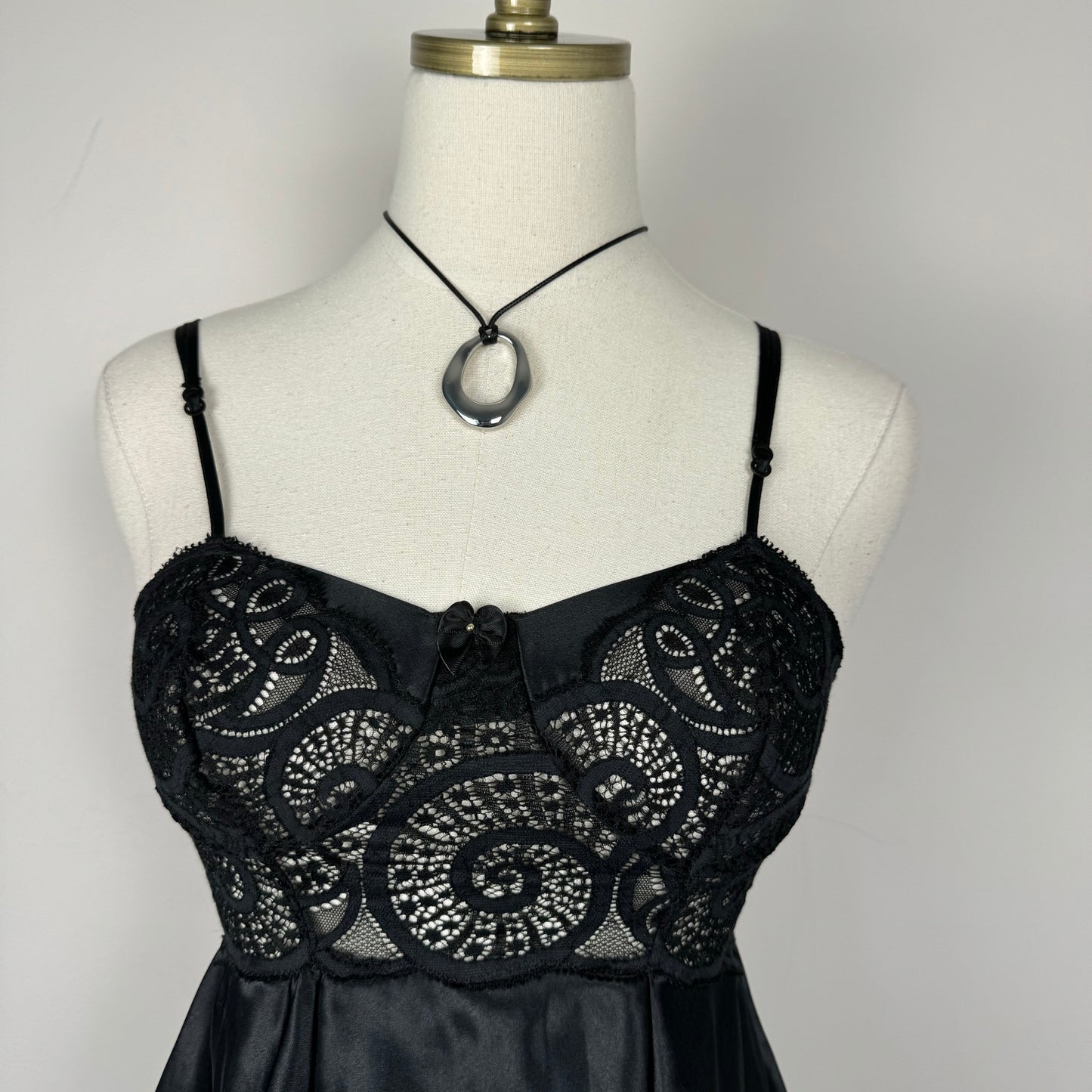 Black Lace Babydoll Satin Cami