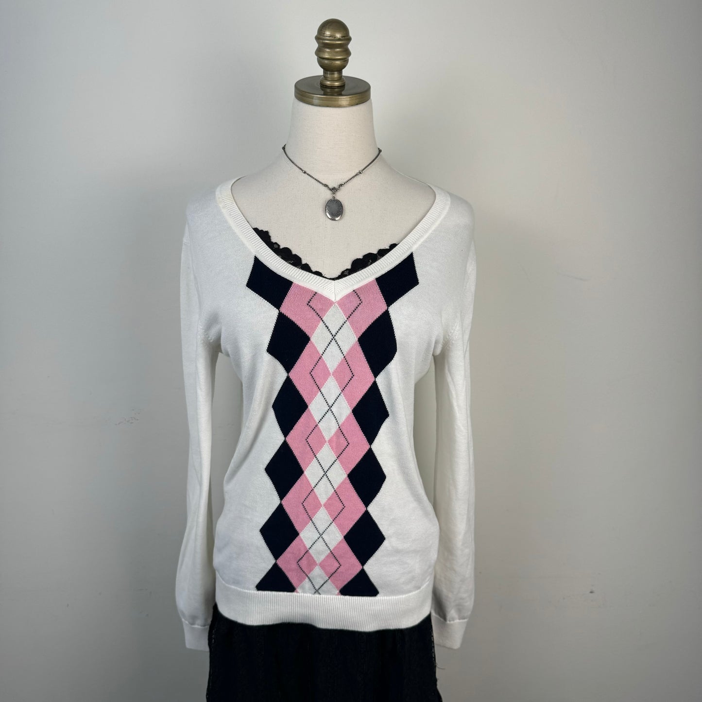 Tommy Cream Argyle Sweater