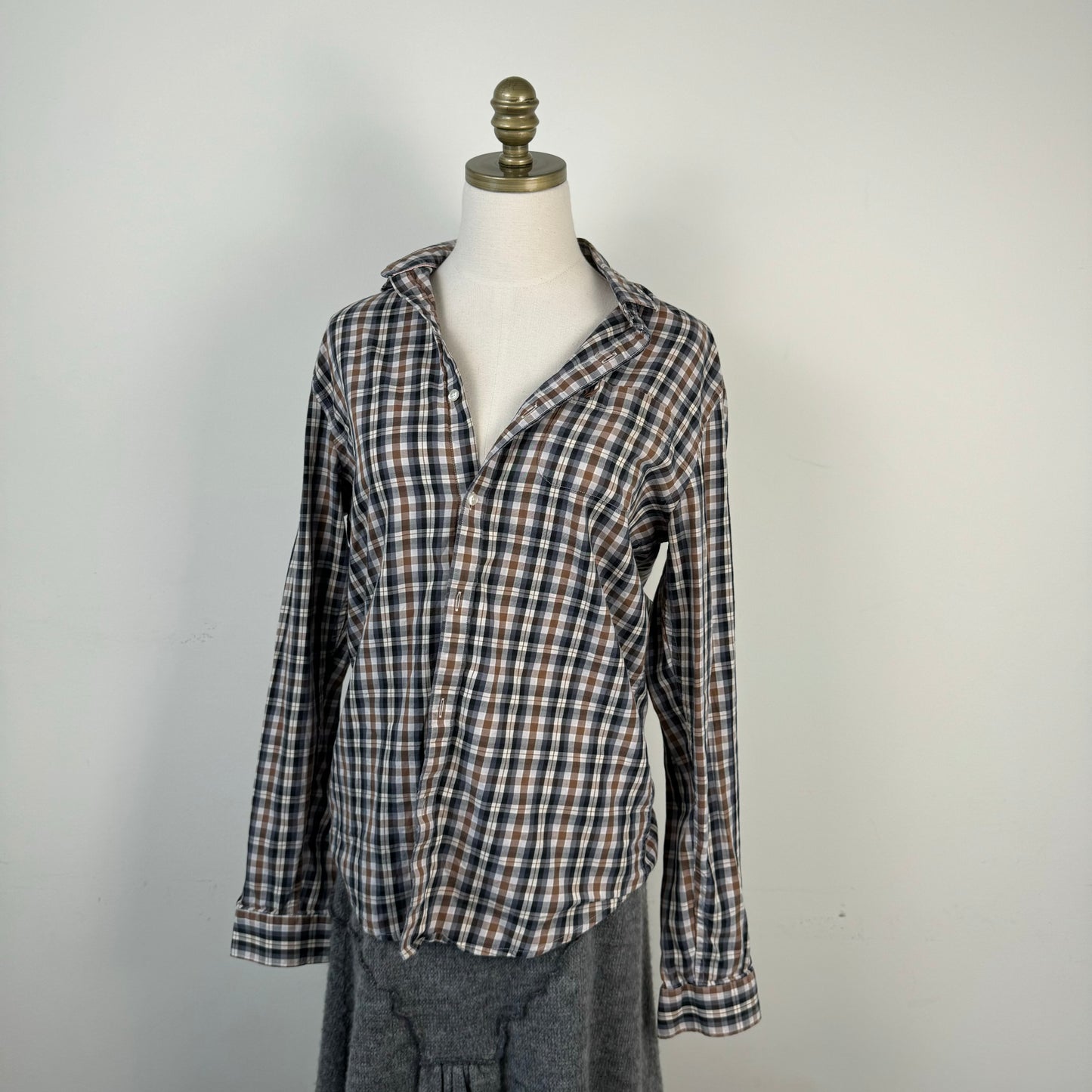 Brown Plaid Button Up Shirt