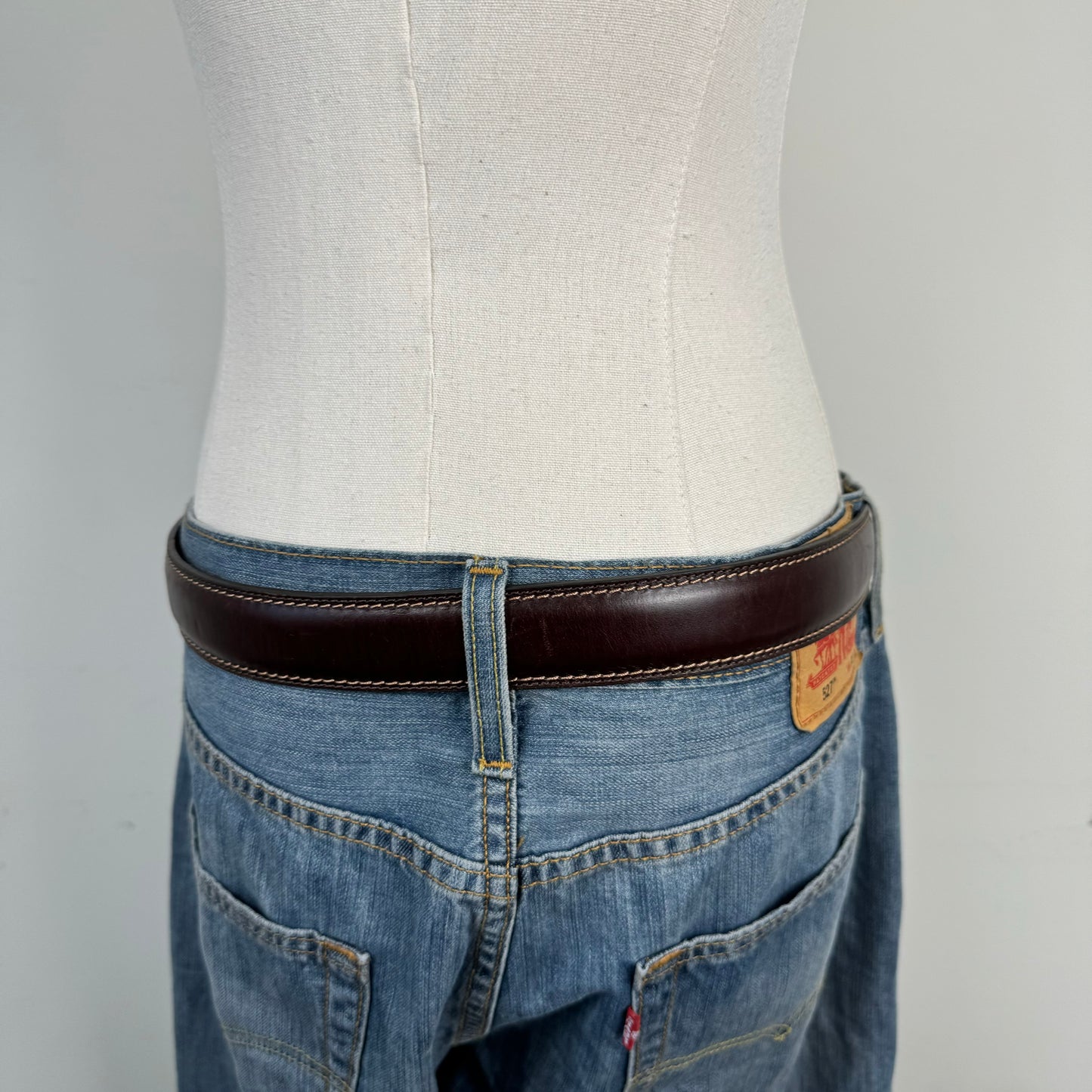 Brown Genuine Leather Silver Buckle Belt