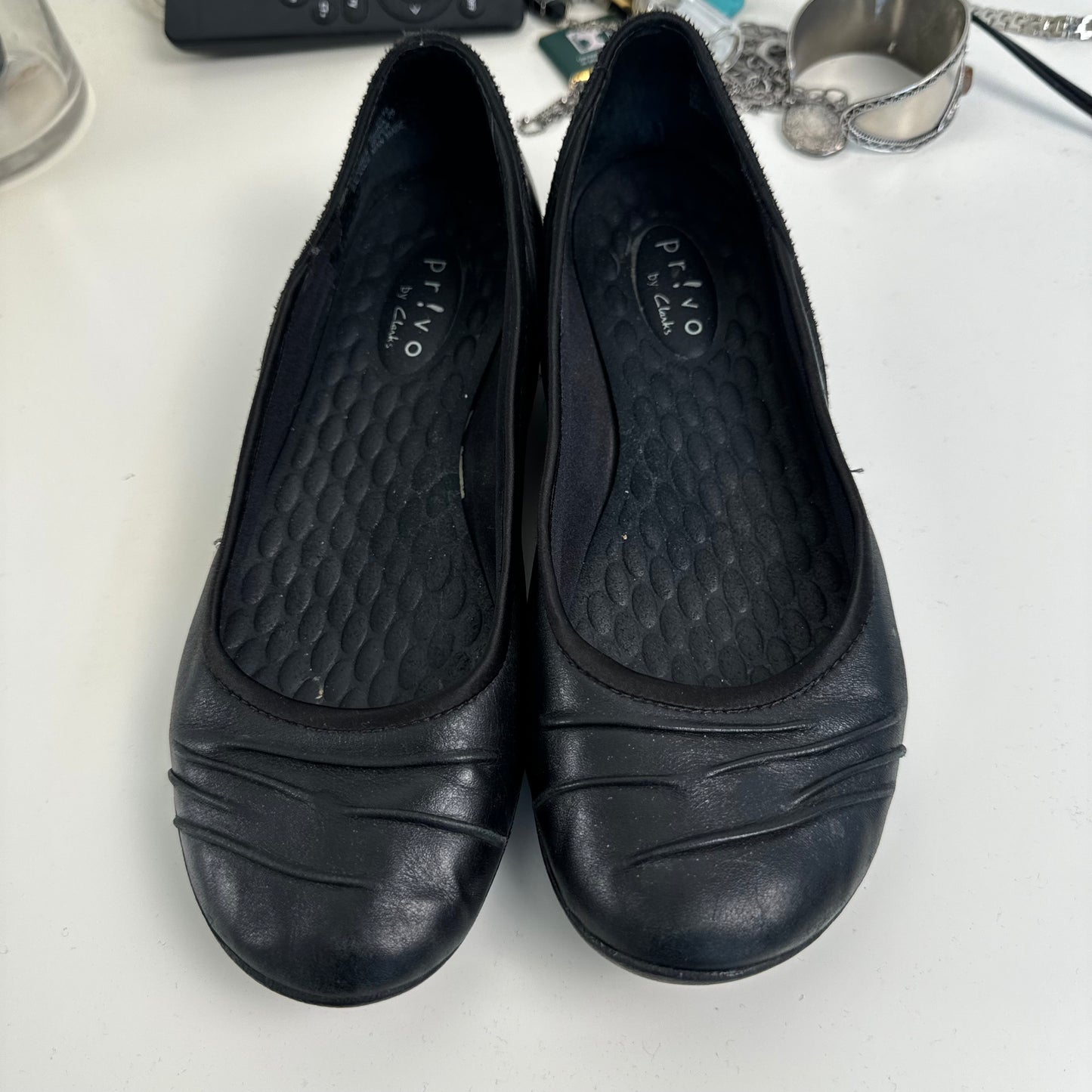 Black Leather Ballet Flats