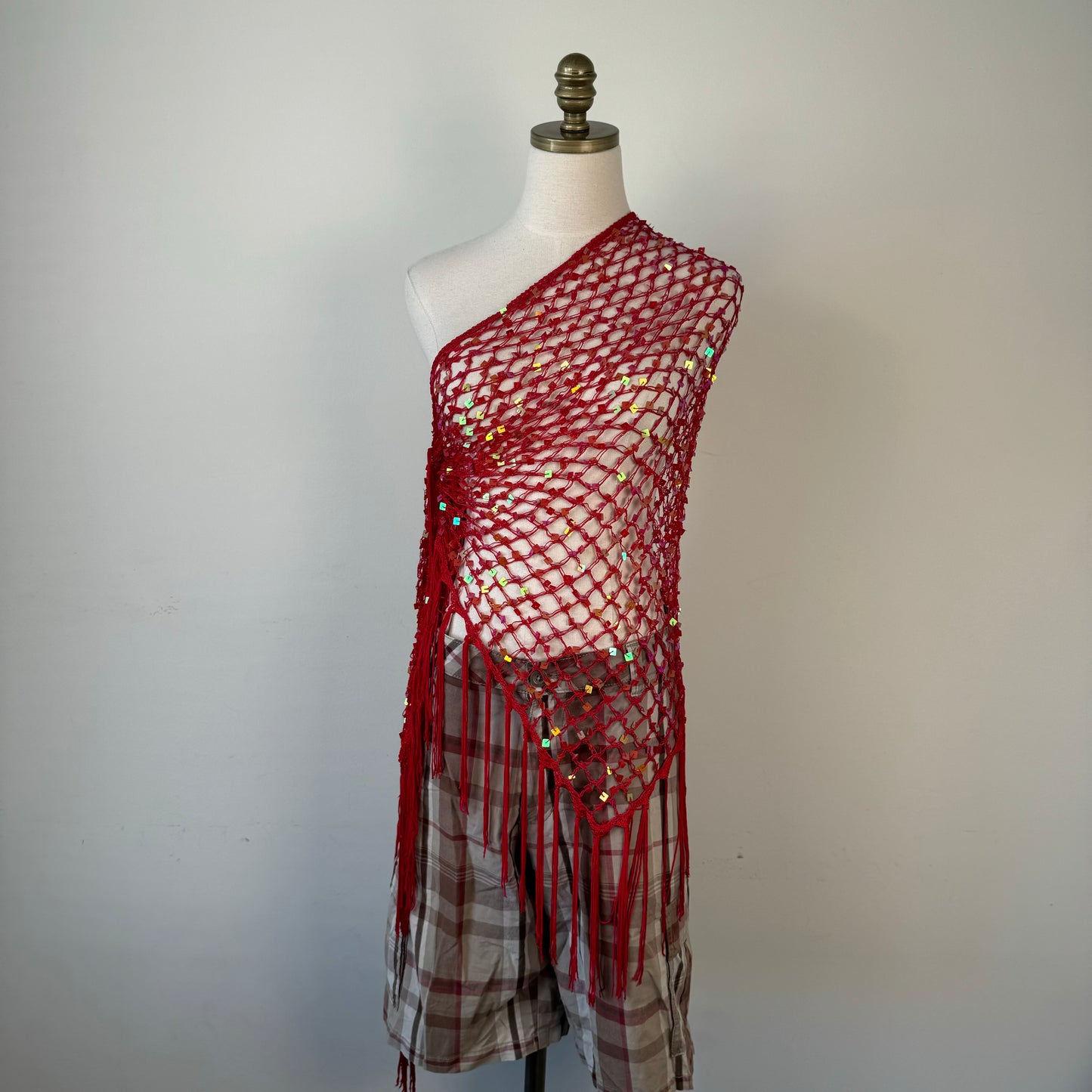 Red Knit Skinny Scarf