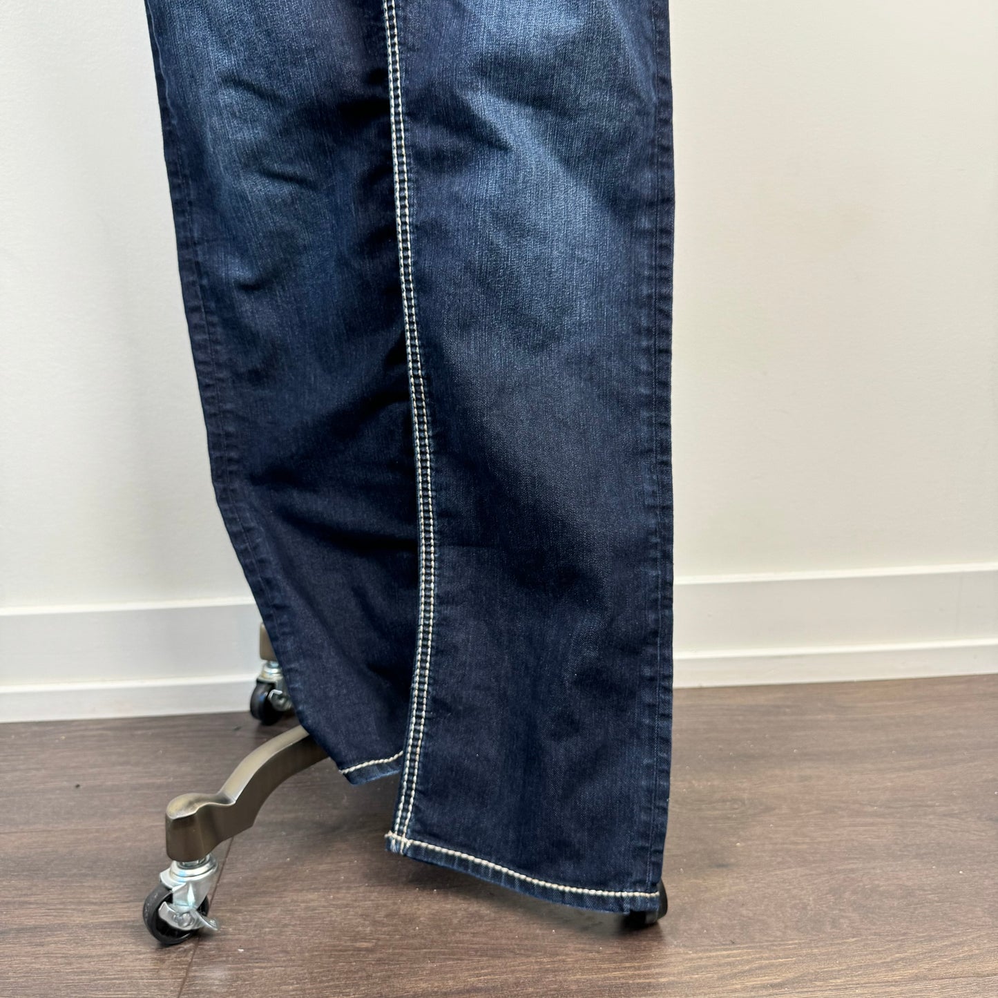 Silver Low Rise Dark Wash Straight Cut Jeans