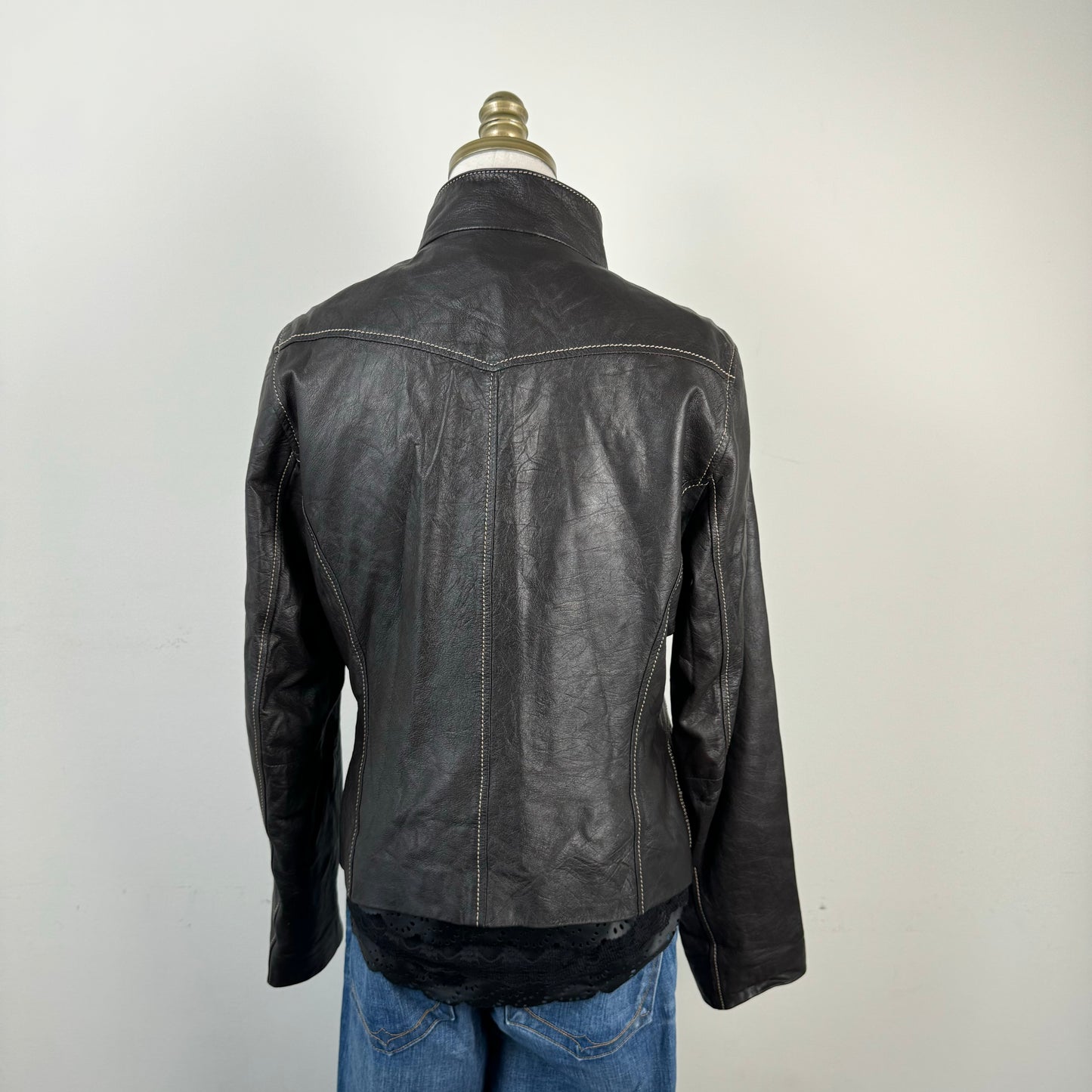 Danier Dark Brown Leather Moto Jacket