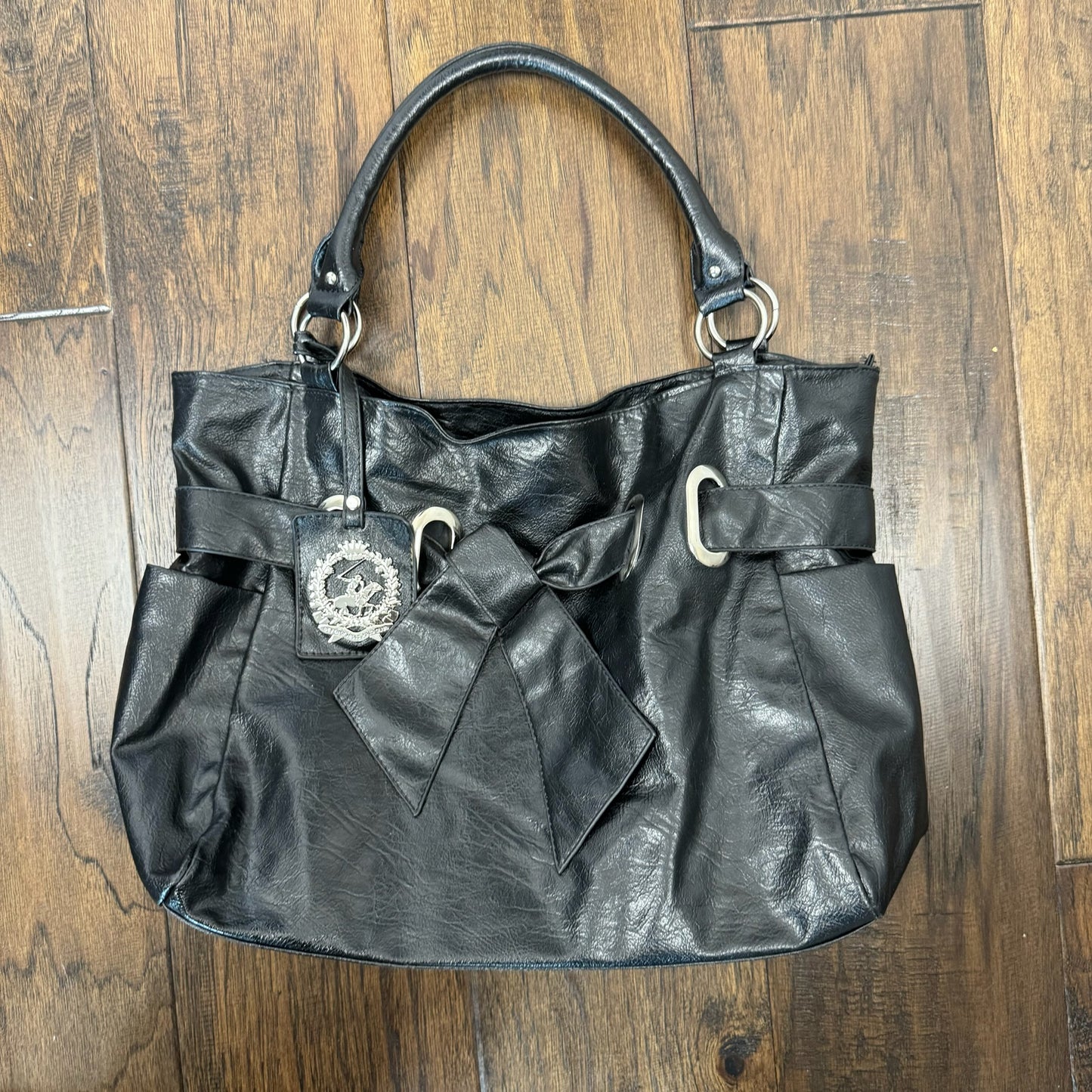 Oversized Black Leather Shoulder Bag