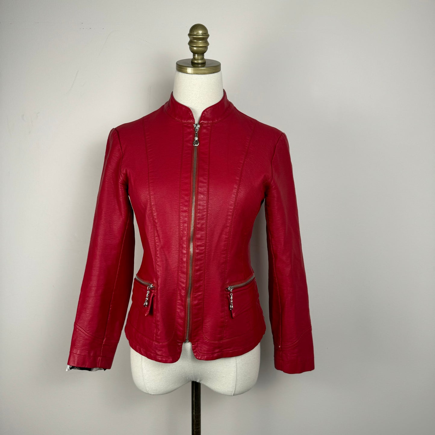 Vintage Red Moto Leather Jacket