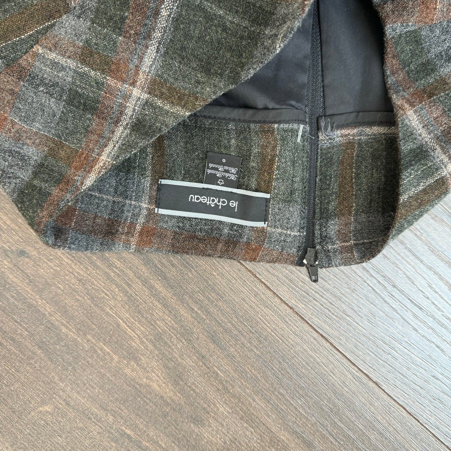 Vintage Plaid Wool Blend Midi Skirt