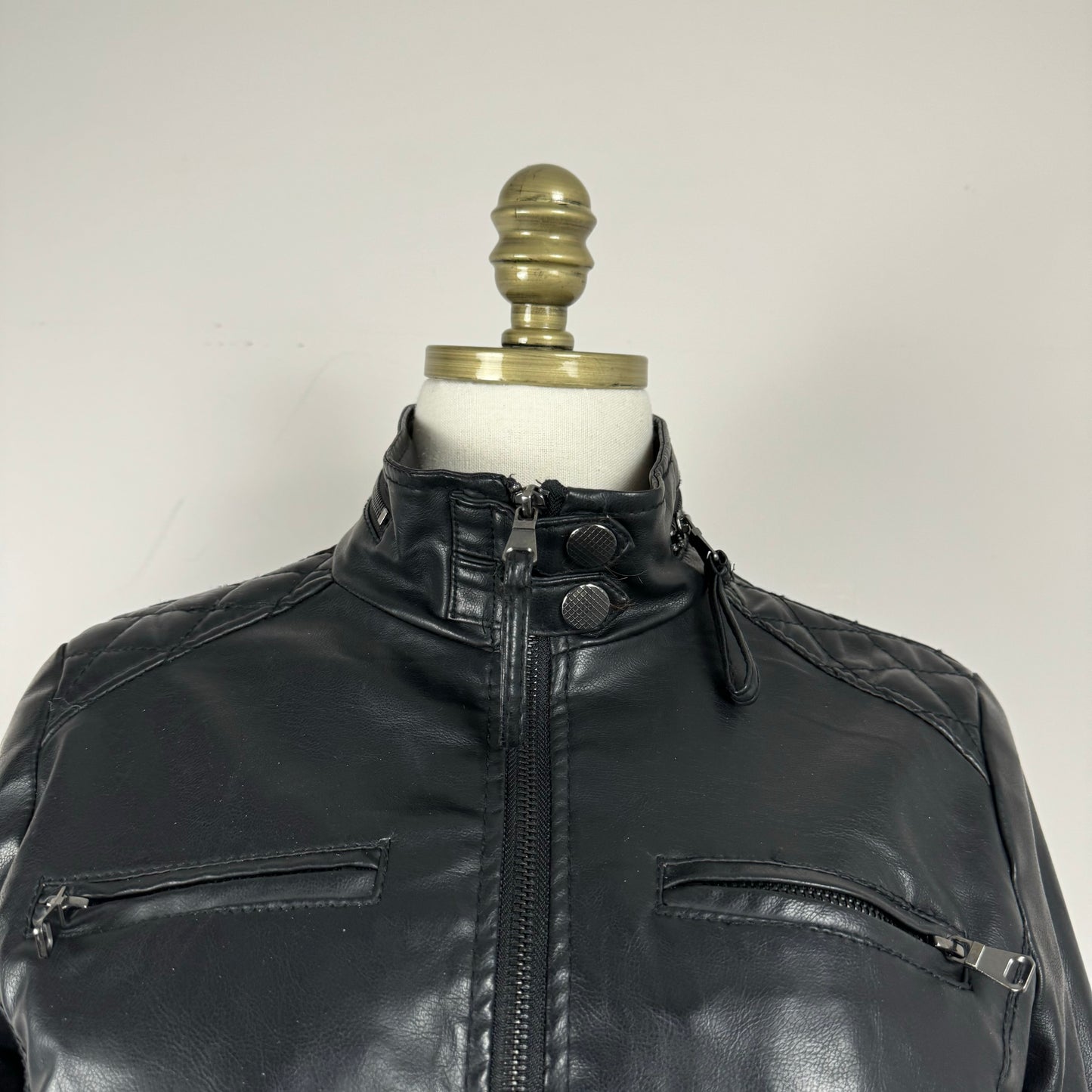 Vintage Black Leather Moto Jacket