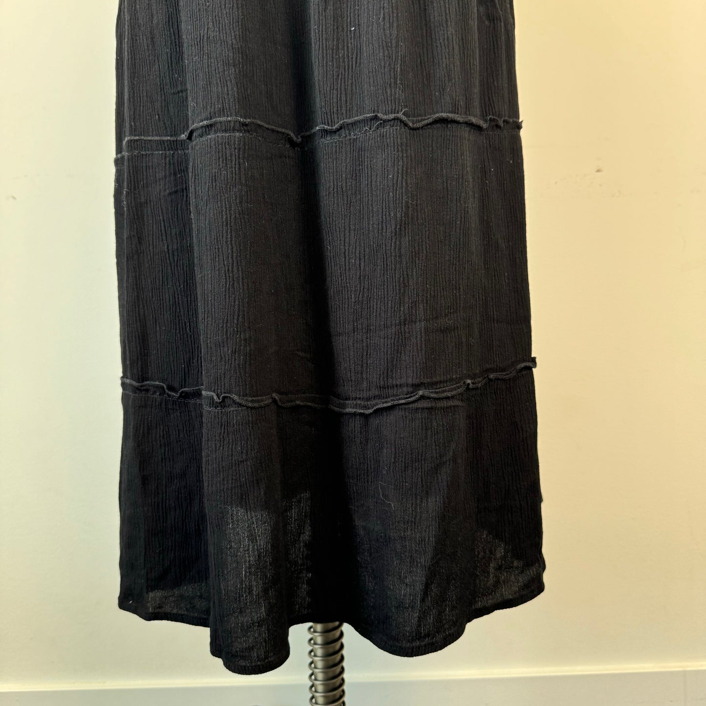 Black Tiered Midi Skirt