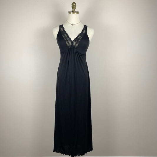 Black Lace Trim Maxi Dress