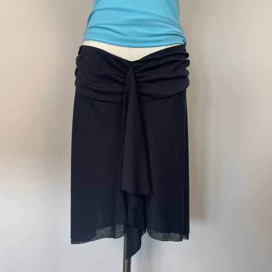 Black Mesh Ruffled Midi Skirt