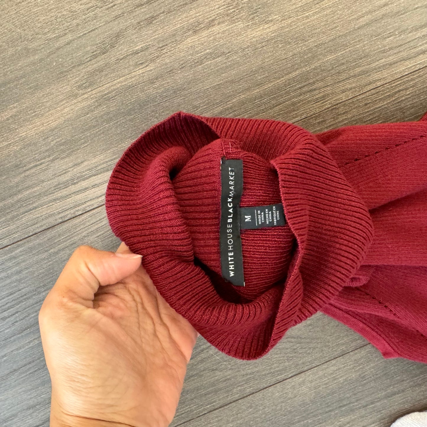 Dark Red Fitted Sleeveless Turtleneck Top