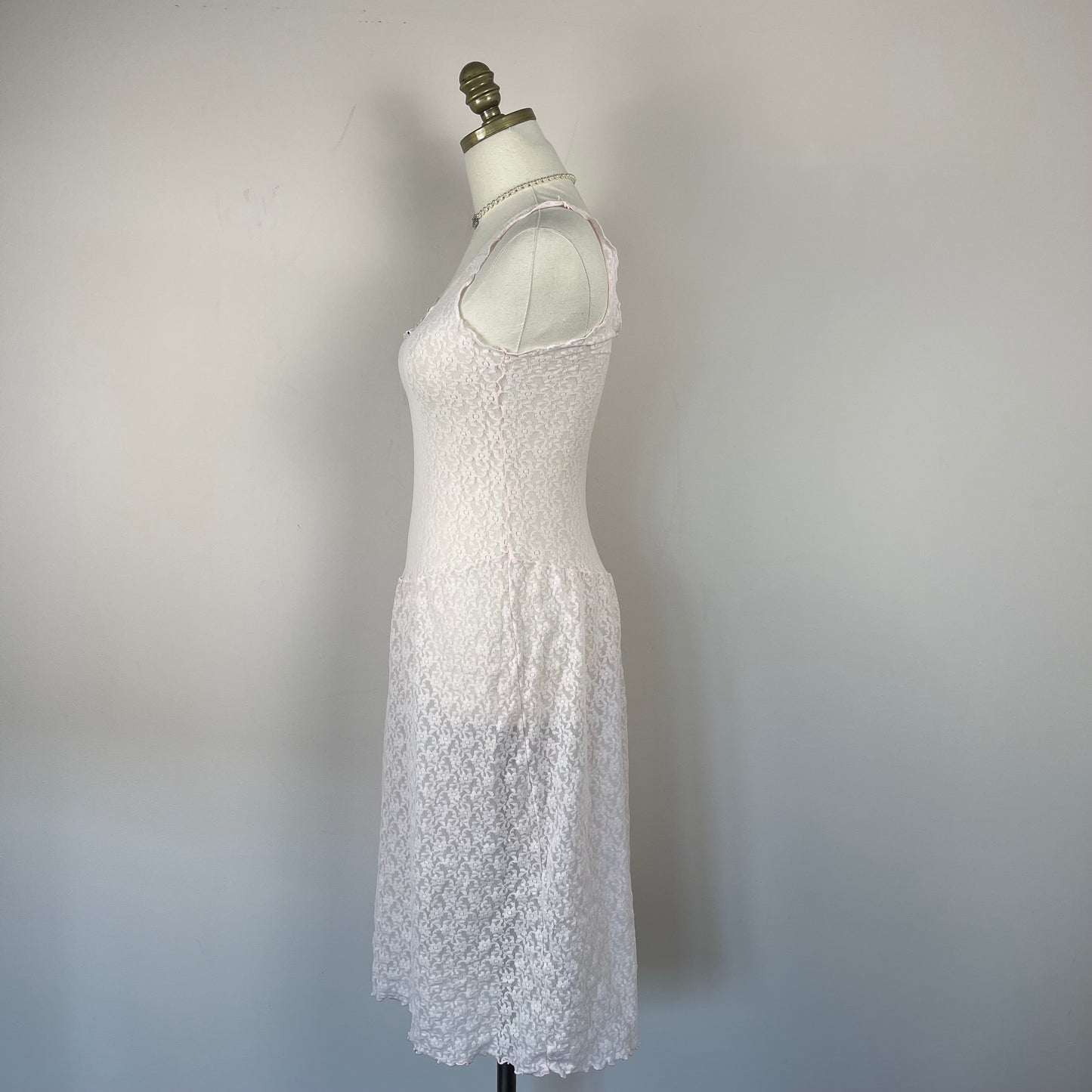 Romantic Sheer Lace Drop-Waist Dress