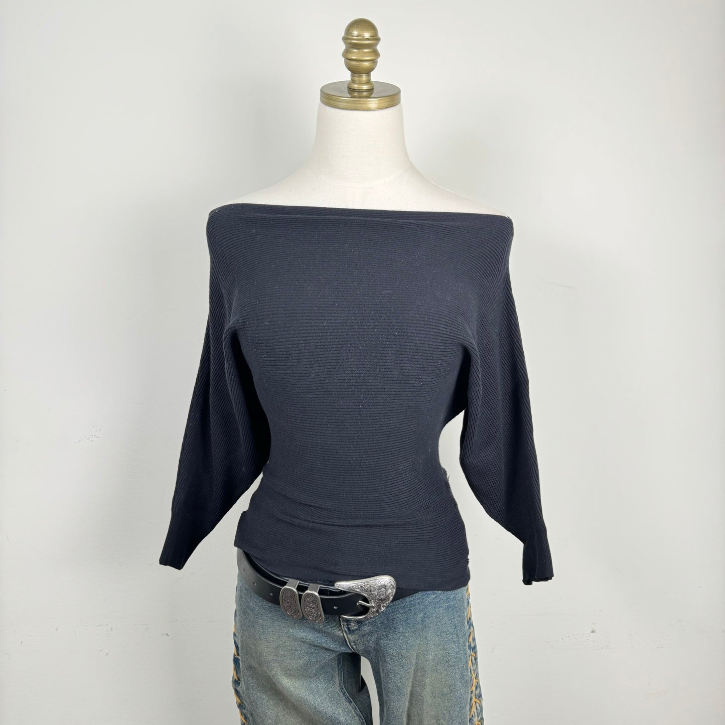 Black Off Shoulder Dolman Sweater