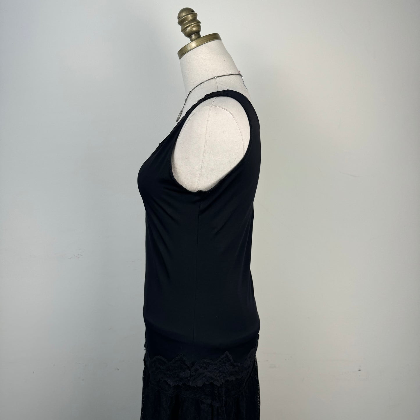 Black Lace Trim Tank Top