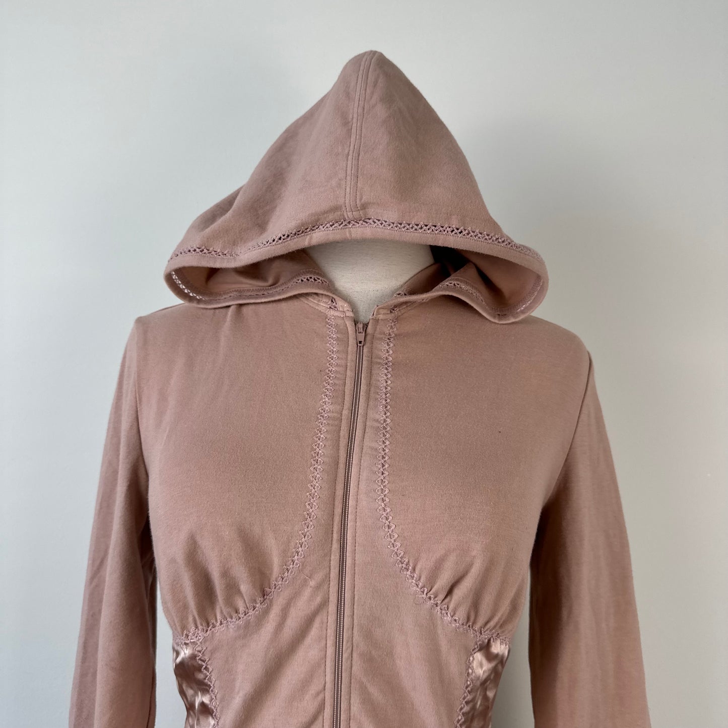 Rosy Pink Fitted Zip Up Sweater