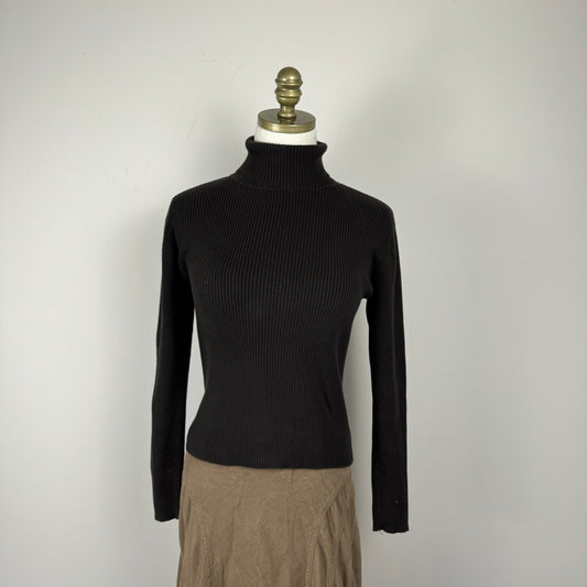 Vintage Dark Brown Fitted Turtleneck Sweater