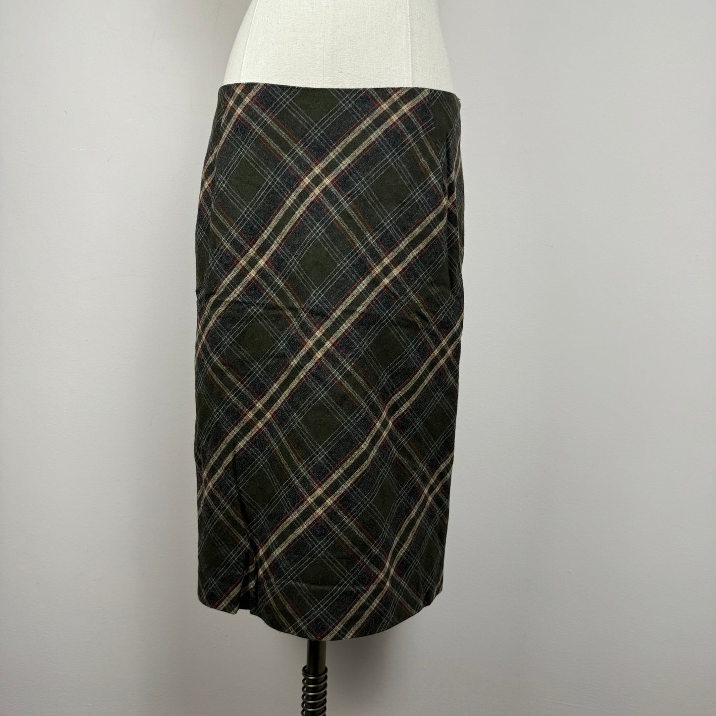 Vintage Plaid Midi Skirt