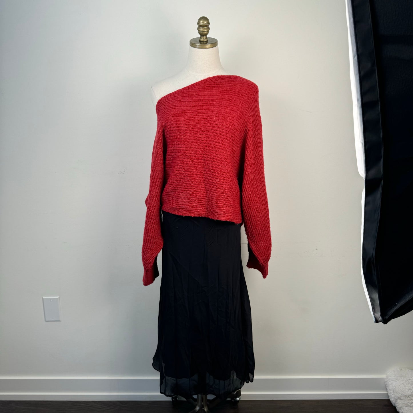 Free People Red Off Shoulder Sweater