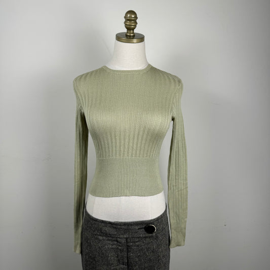 Ralph Lauren 100% Silk Knit Fitted Long Sleeve Top