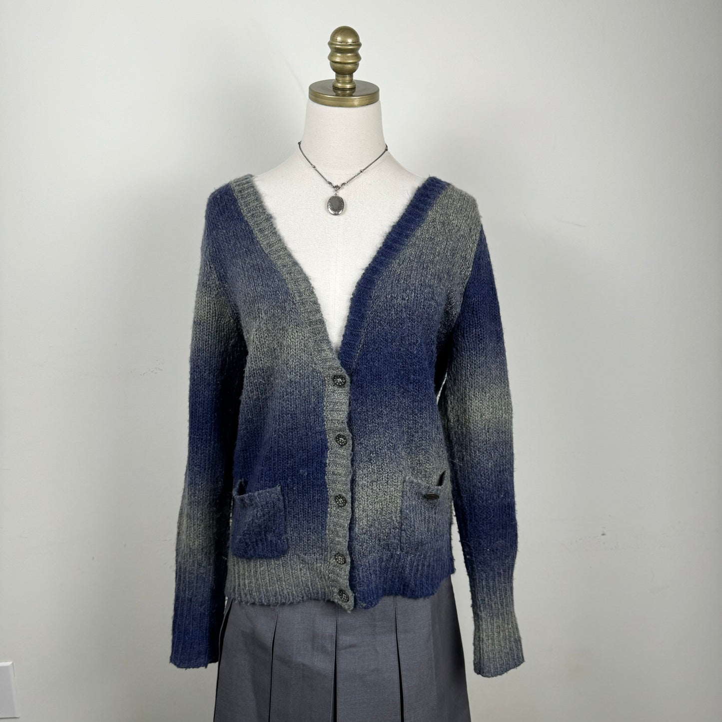 Soft Ombre Gradient Knit Button Up Cardigan