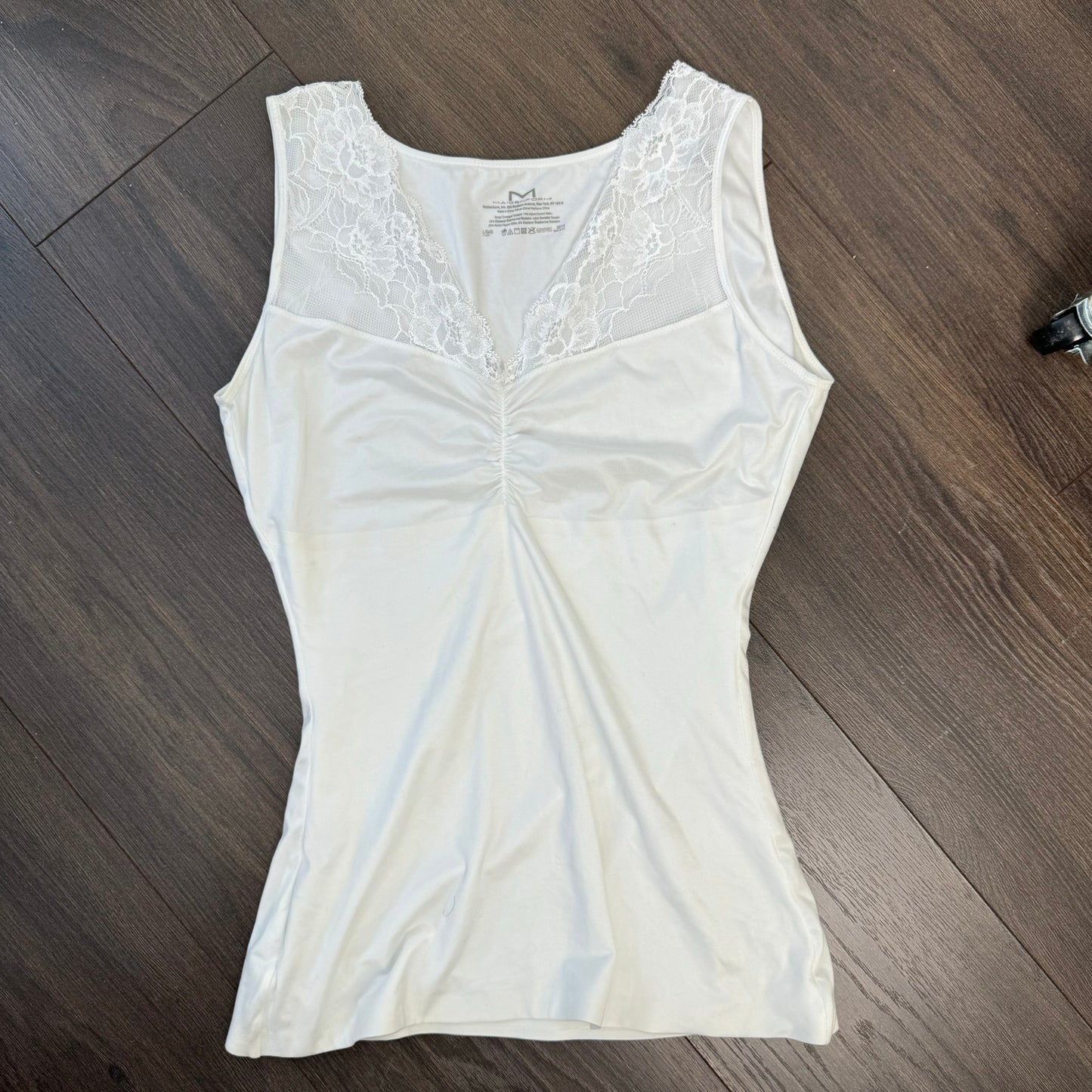 White Lace Trim Fitted Tank Top