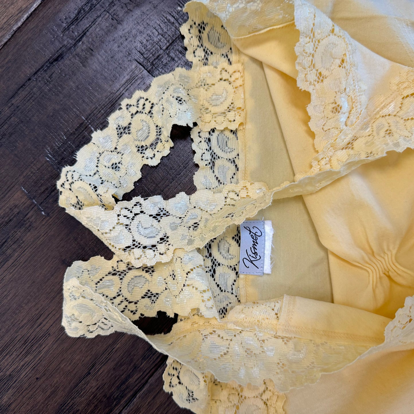 Yellow Lace Trim Ruched Cami