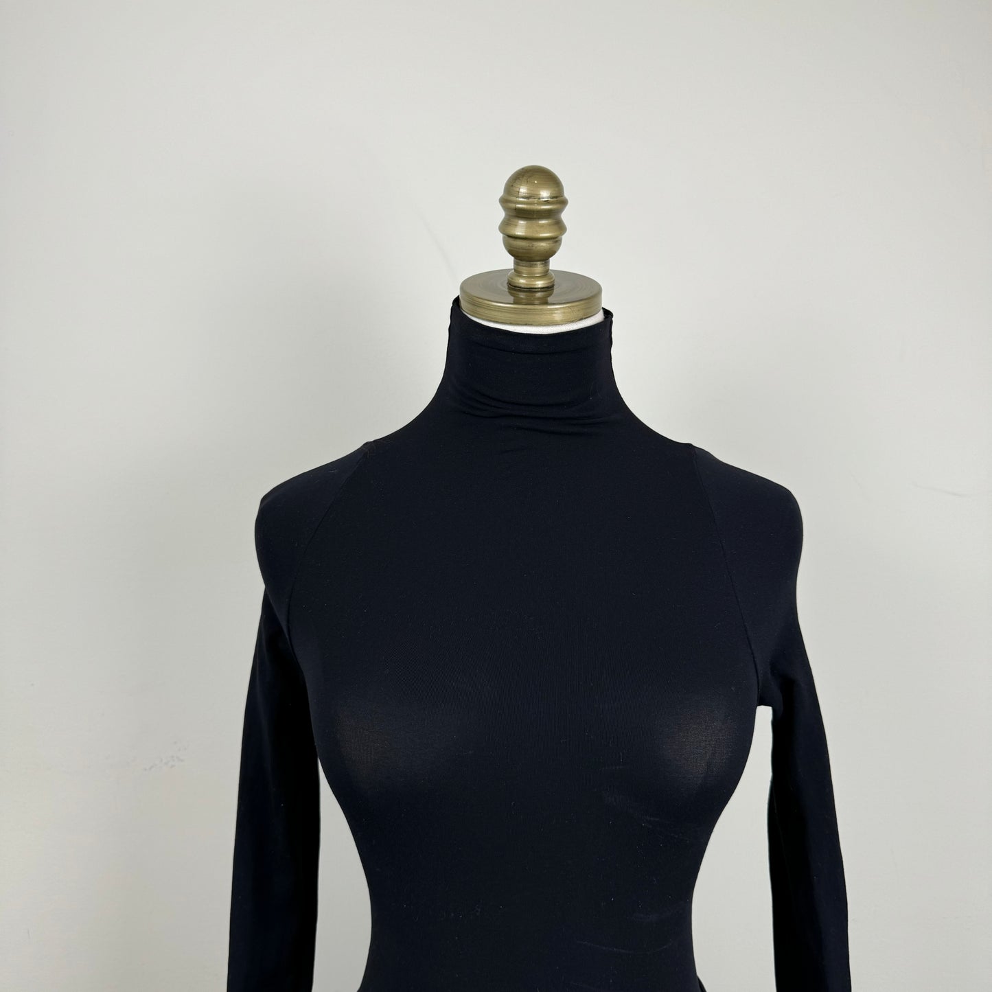 Black Fitted Turtleneck Bodysuit Long Sleeve Top