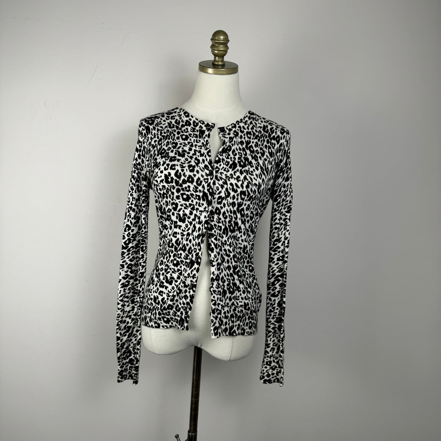 Leopard Print Fitted Button Up Cardigan