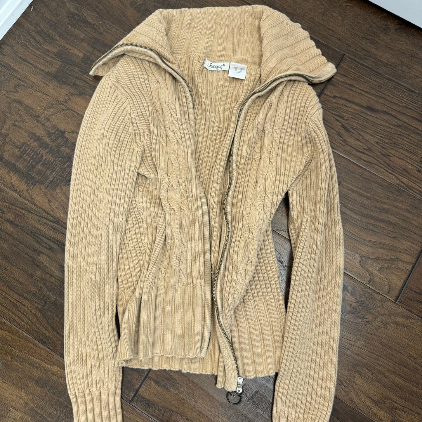 Vintage Double Zip Ribbed Knit Sweater