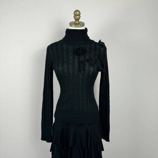 Soft Knit Semi Sheer Turtleneck Sweater