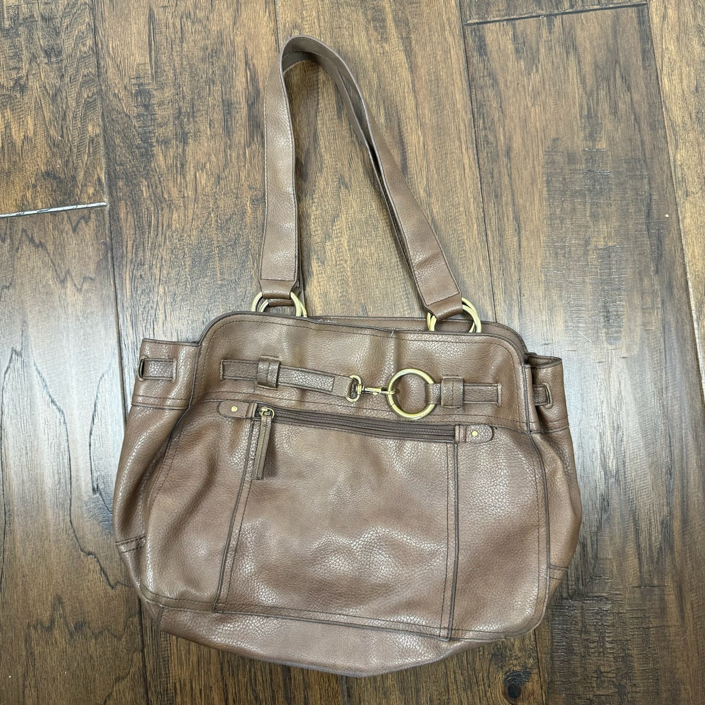 Boho Brown Gold Buckle Leather Shoulder bag.