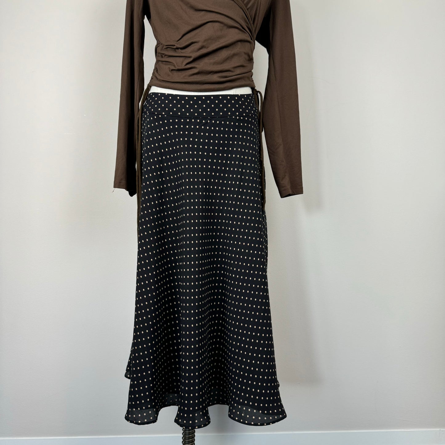 Vintage Polka Dot Silk Maxi Skirt