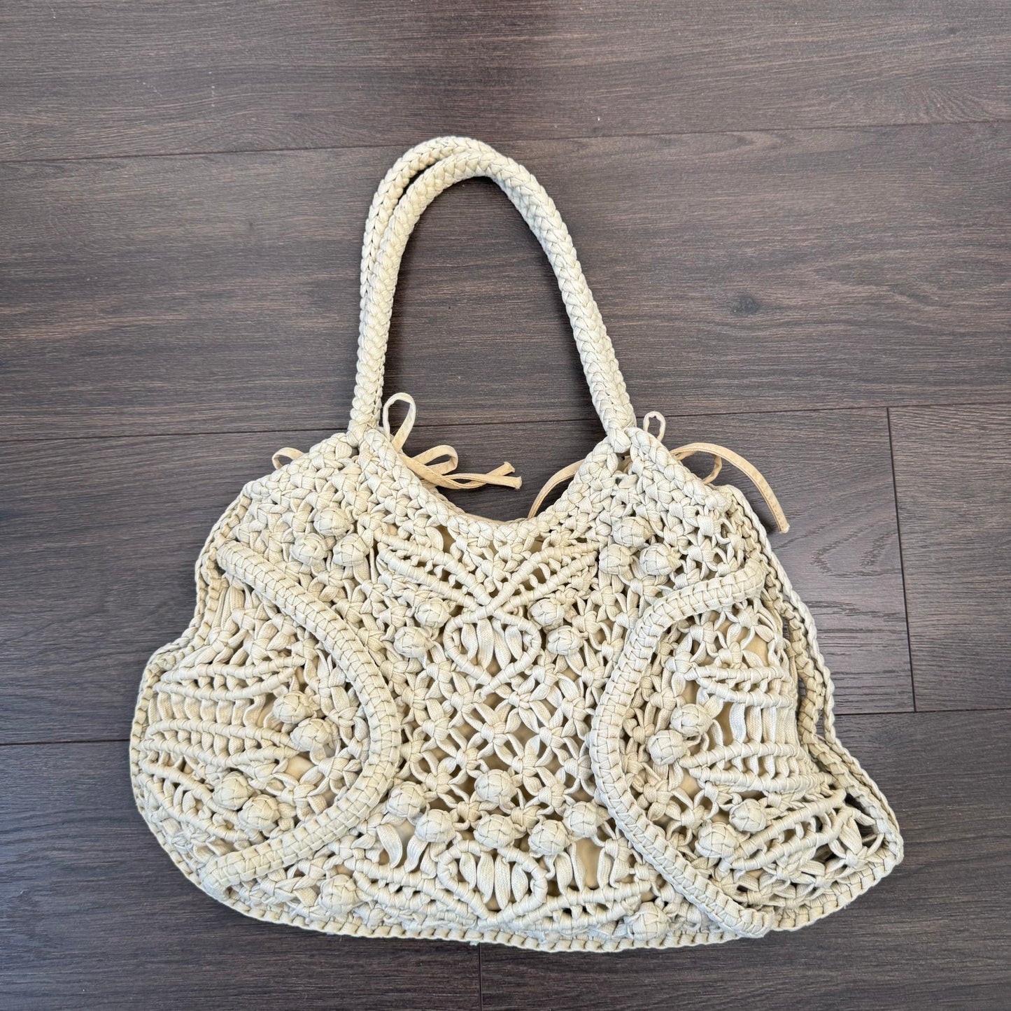 Cream/Beige Crochet Shoulder Bag