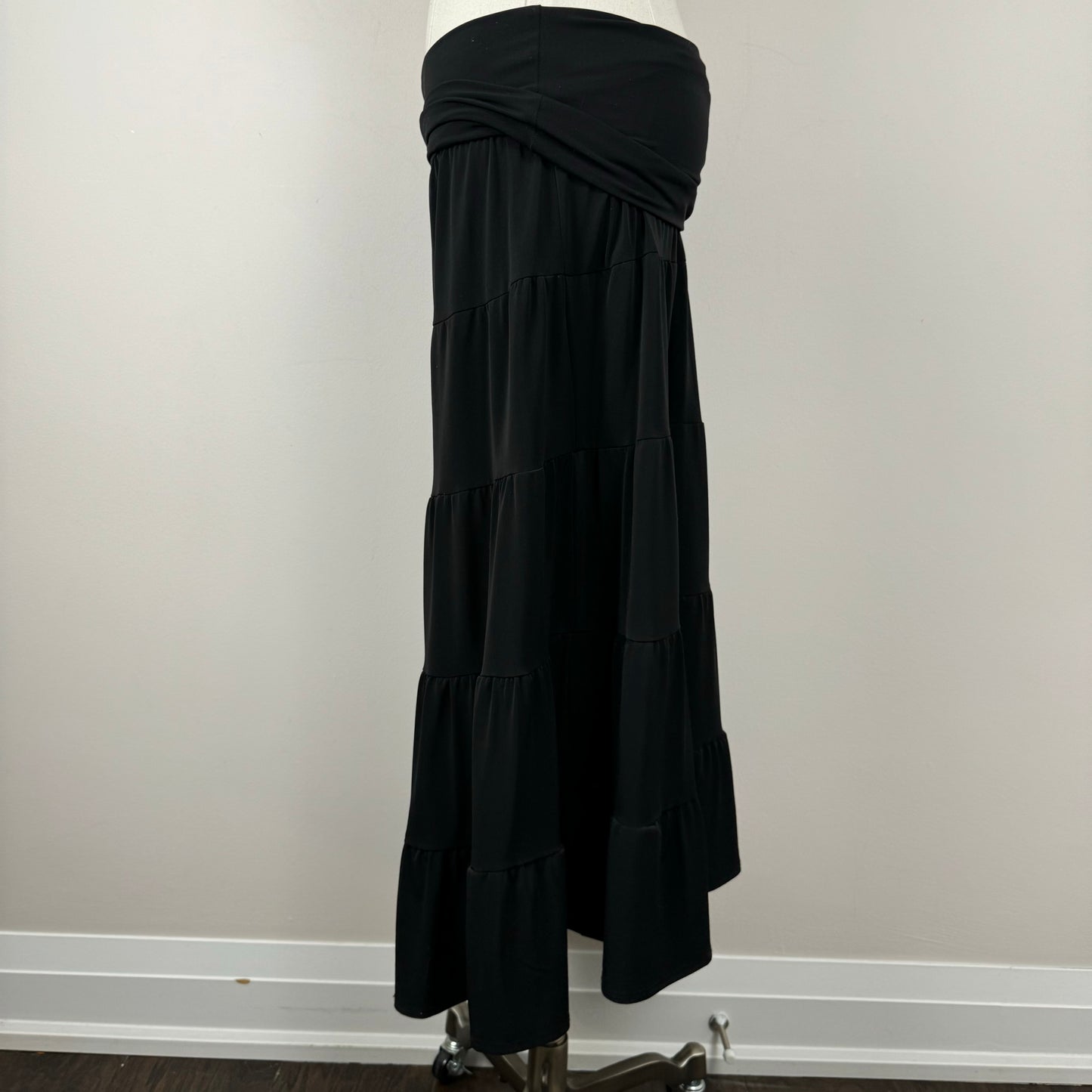 Vintage Black Tiered Maxi Skirt