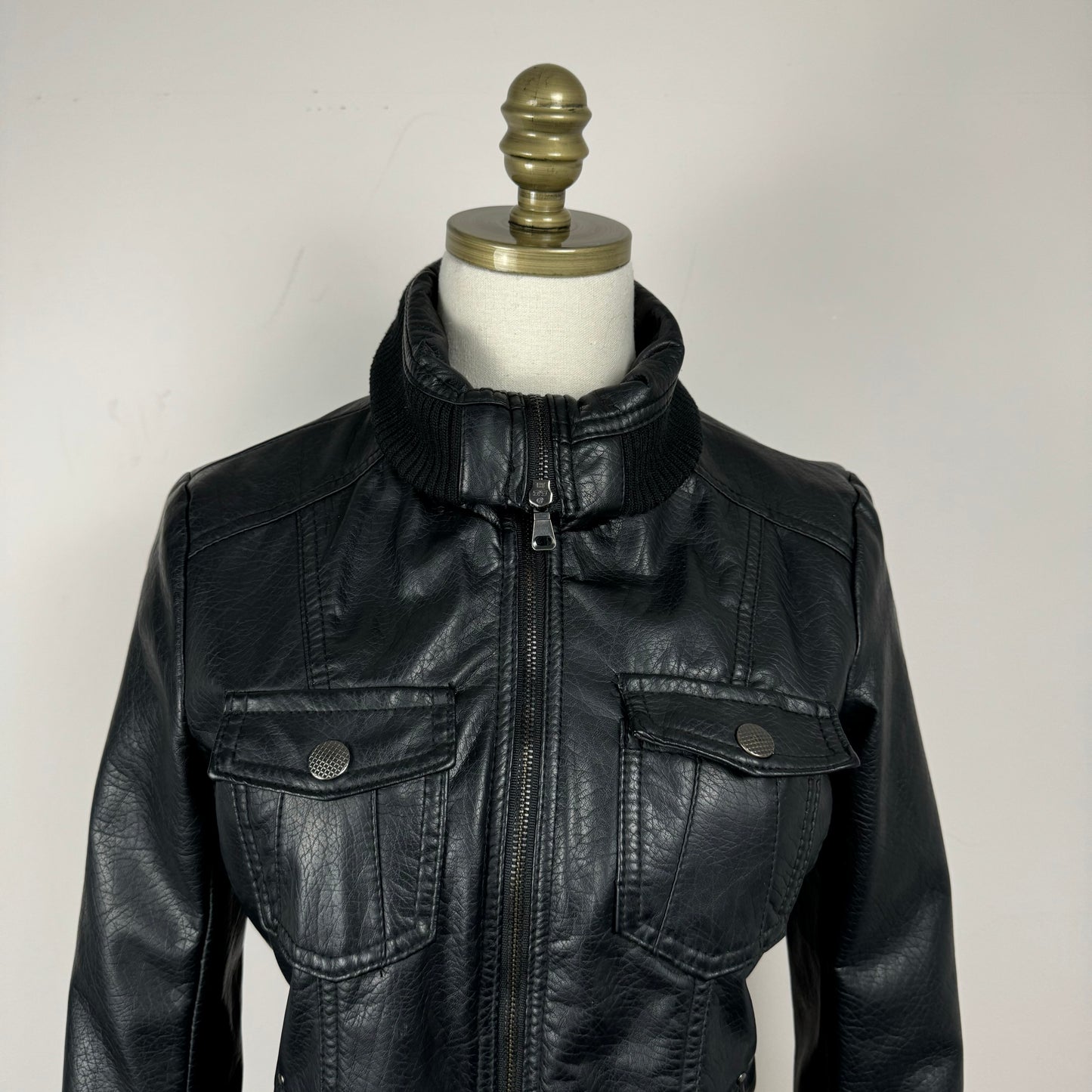 Black Moto Fitted Leather Jacket