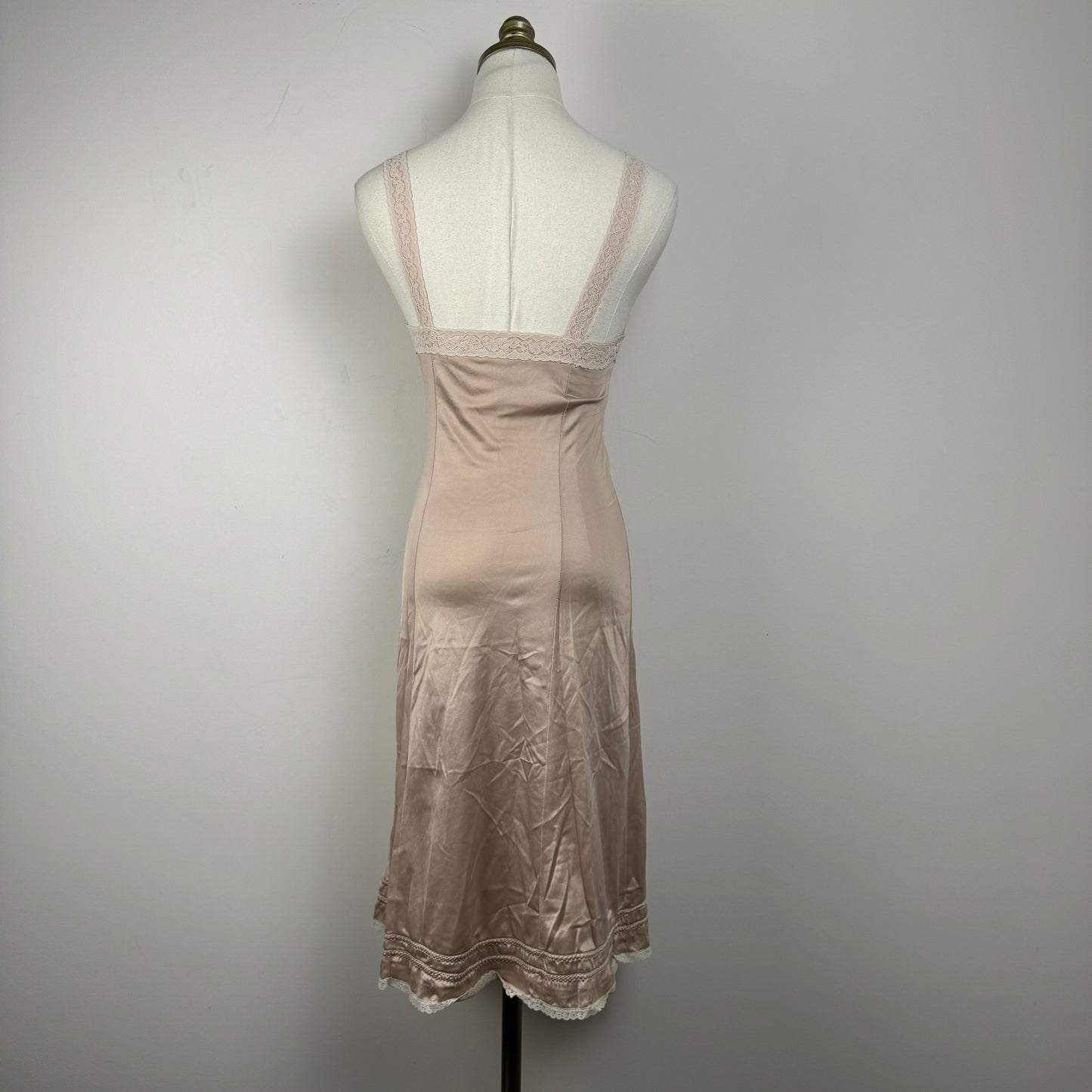 Vintage Muted Pink Lace Trim Slip Dress