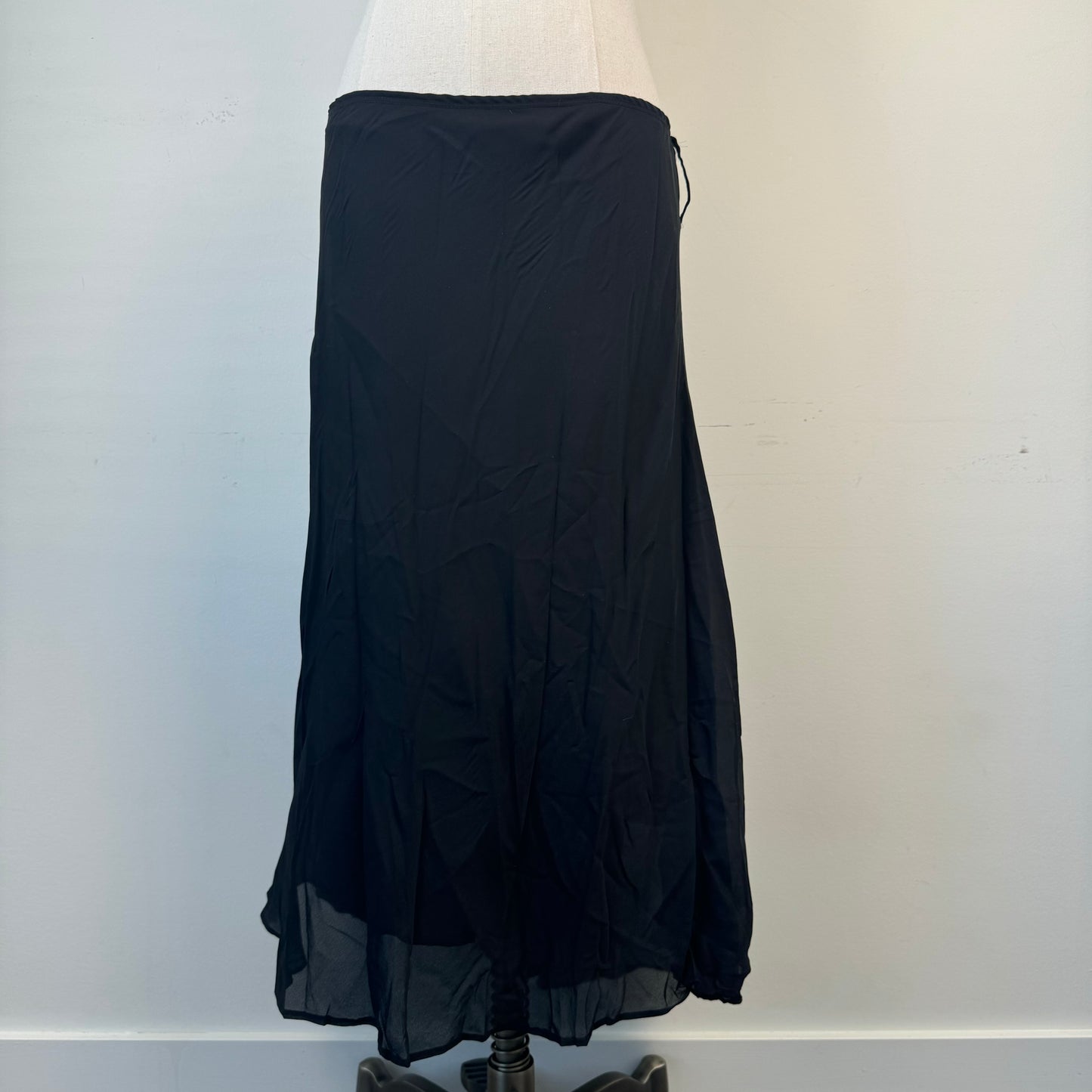 Vintage Black Chiffon Overlay Maxi Skirt
